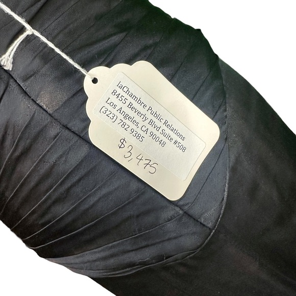 Celeb Worn Rafael Cennamo Silk Black Twist Strap Halter Neck Pleated Gown Size 4 - Picture 7 of 16